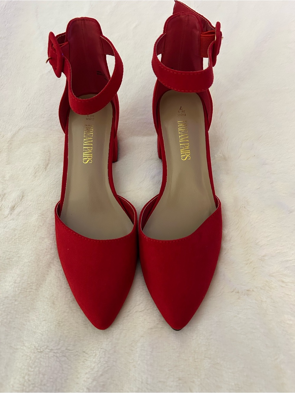 Dream Pairs Red Pointed Toe Ankle Strap Heels